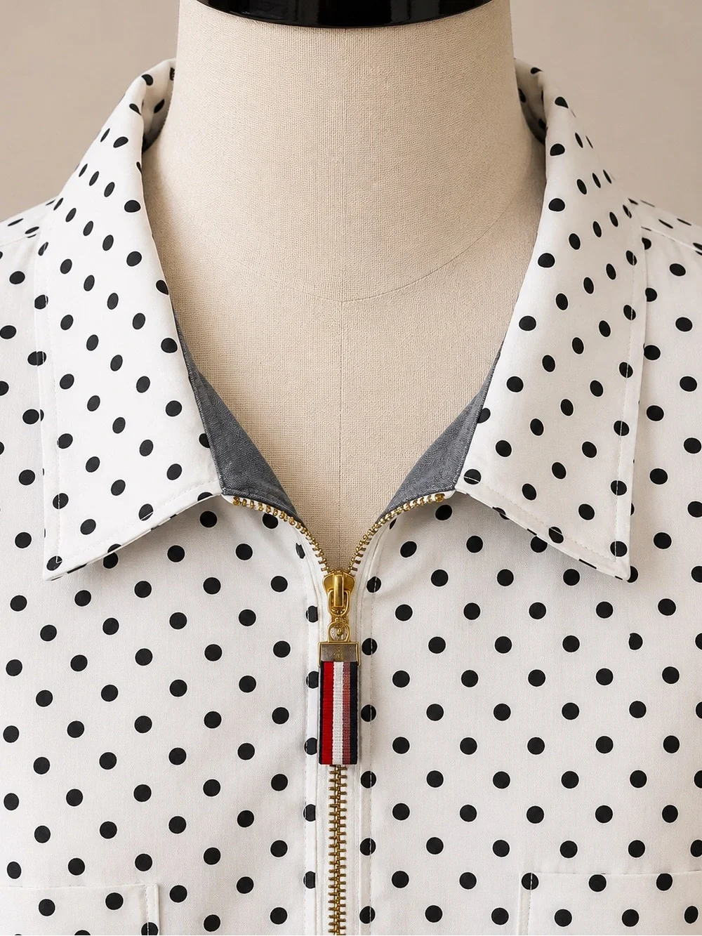 Tommy Hilfiger 3X Polka Dot Half Zip Cotton Tunic Top